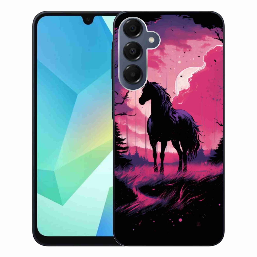 Zselés borítás mmCase Samsung Galaxy A16 4G/5G - fekete rajzfilm ló 1