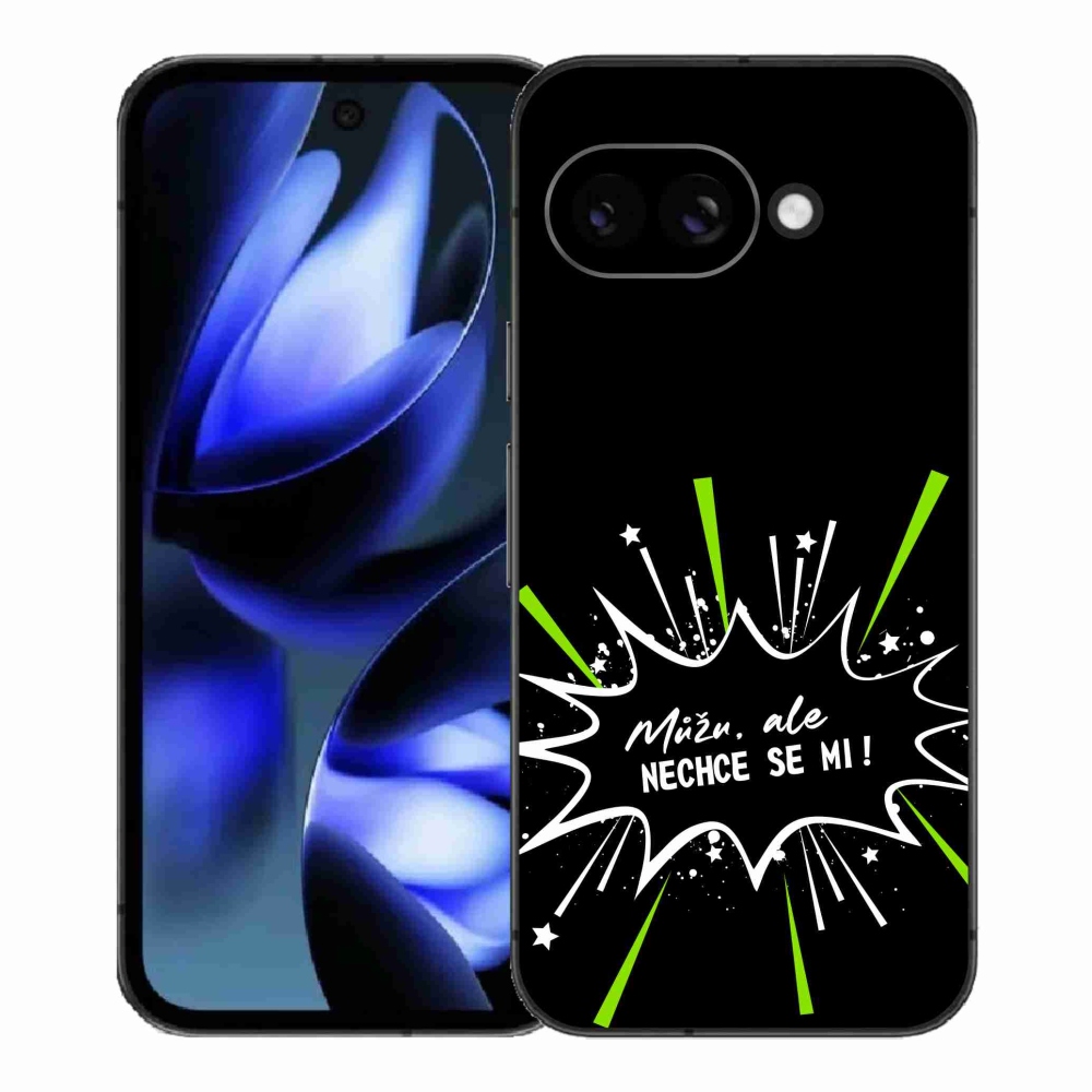 Gél borítás mmCase a Google Pixel 9a számára - vicces szöveg 11 fekete háttér