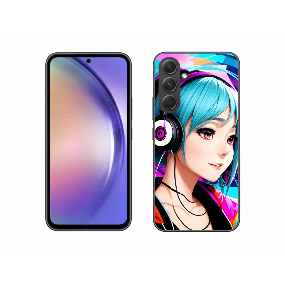 Zselés borítás mmCase Samsung Galaxy A54 5G - lány fejhallgatóval
