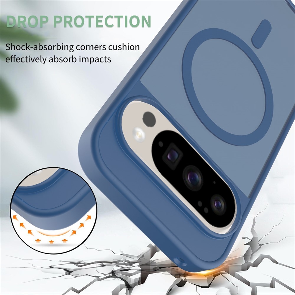 Bőr zselés tok kemény hátlappal és MagSafe támogatással a Google Pixel 10 Pro/Pixel 10 készülékhez - kék