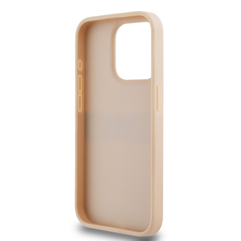 DKNY PU bőr ismétlődő mintás tonális csíkos hátlapi borító iPhone 14 Pro rózsaszínhez