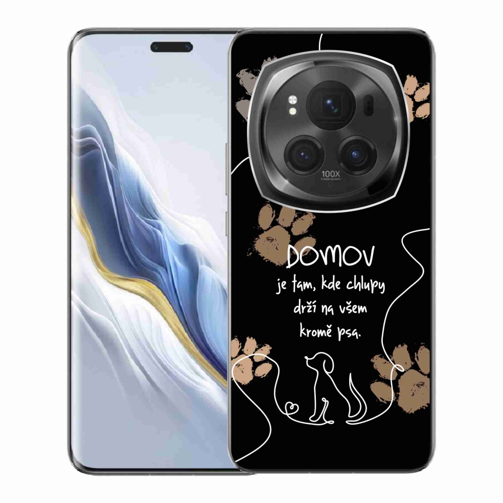 Gél borítás mmCase a Honor Magic 6 Pro 5G készülékhez - kutya motívum fekete háttérrel