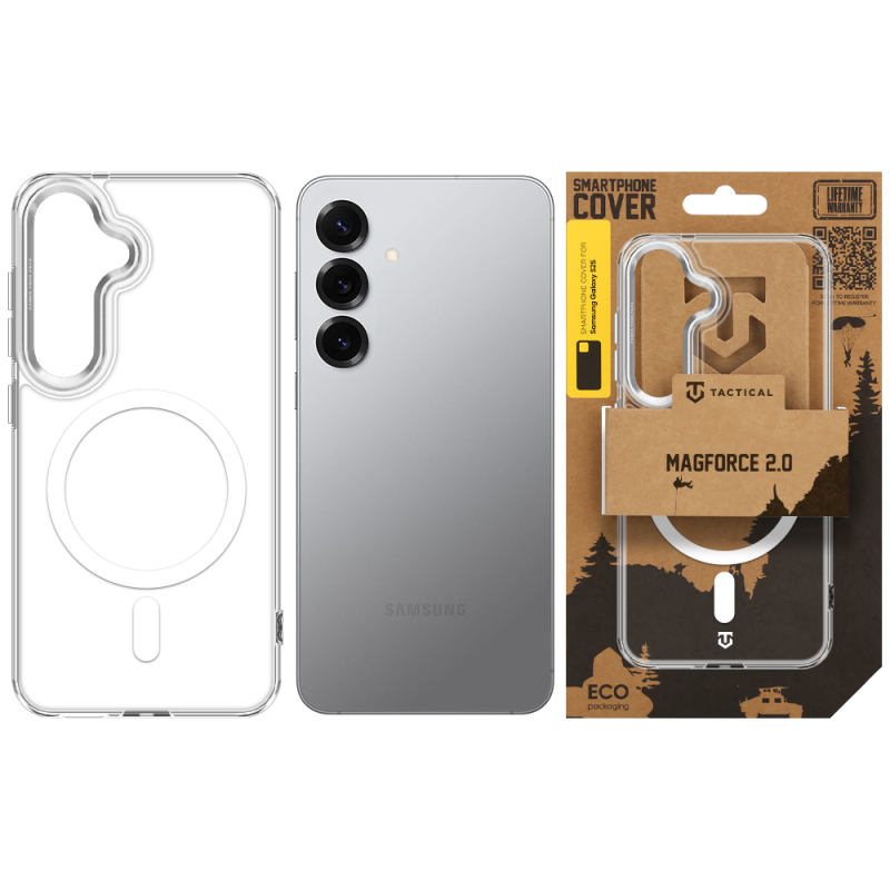 Tactical MagForce 2.0 tok a Samsung Galaxy S25-hez, ezüst színben