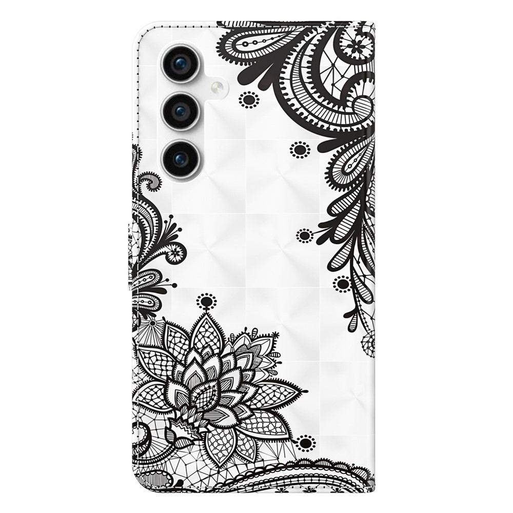 Nyomtatott könyv tok Samsung Galaxy S23 FE készülékhez - csipke virág