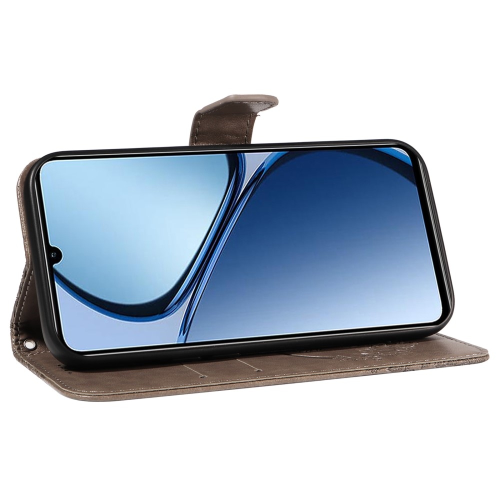 Virágos pillangó könyvtáska Realme C61/C63 készülékhez - szürke