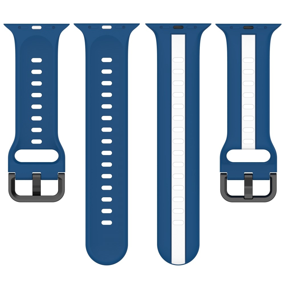 Szíj szilikon szíj Apple Watch Ultra/Ultra 2 49mm/SE/SE 2022/2023 44mm/9/8/7 45mm/6/5/4 44mm/3/2/1 42 mm - kék/fehér