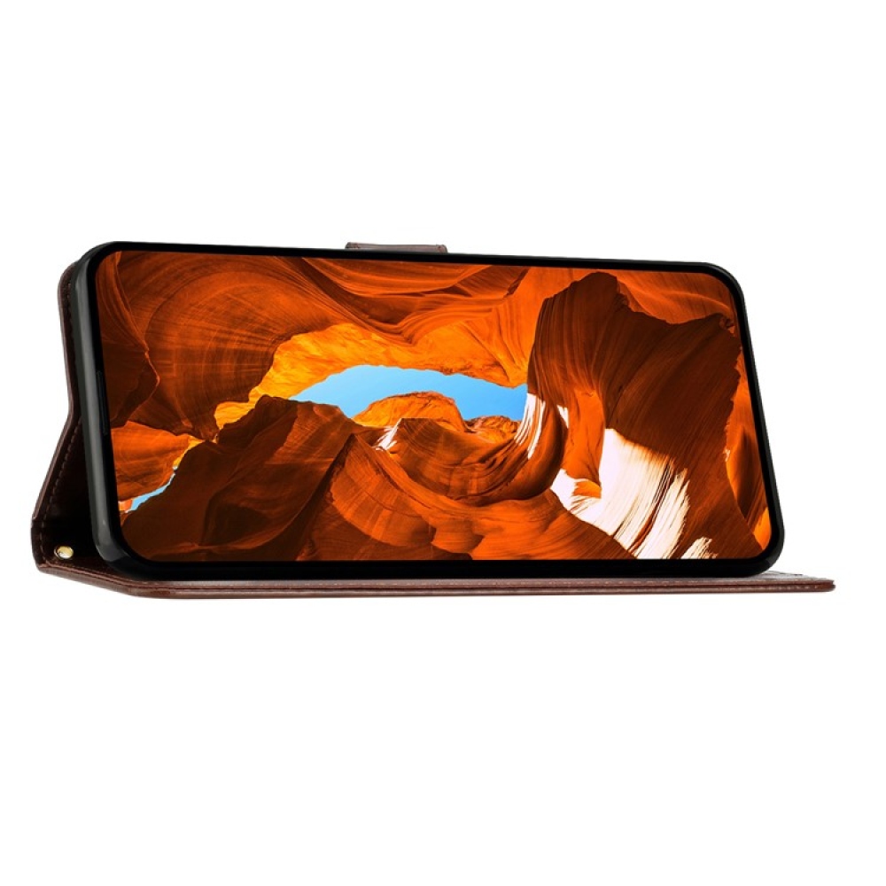 Virágok könyvtáska iPhone 17 Pro Max készülékhez - barna