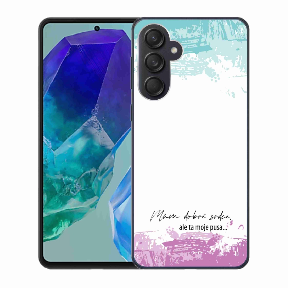 Gél borító mmCase Samsung Galaxy M55 5G - vicces szöveg 3 fehér háttérrel