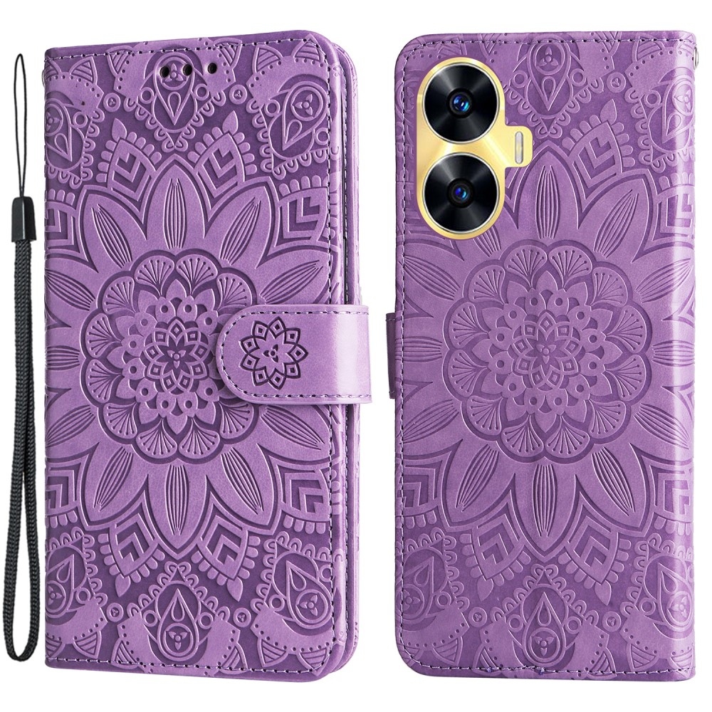 Napraforgó könyvtáska a Realme C55 készülékhez - lila