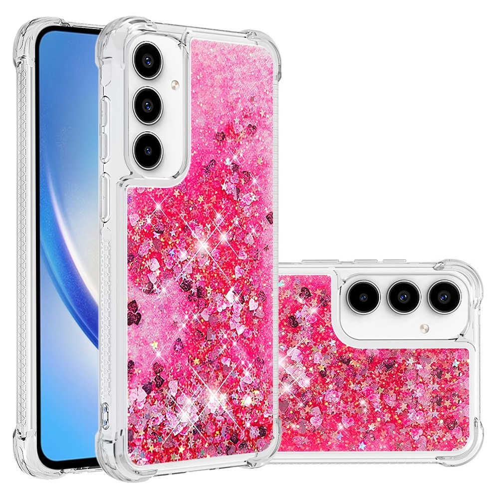 Glitter zselés homokóra tok Samsung Galaxy A35 5G - rózsaszín/szív