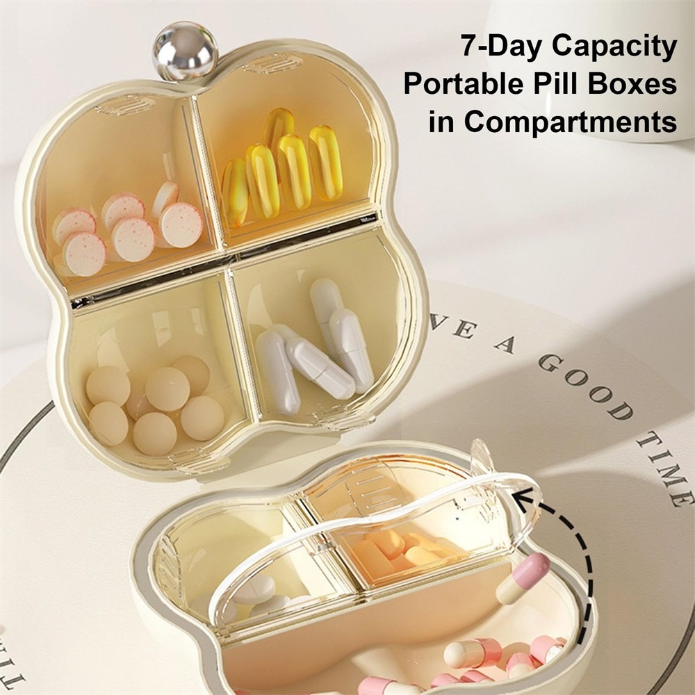 Mini gyógyszer- és ékszerszervező 7 rekesszel - virágmintás fehér