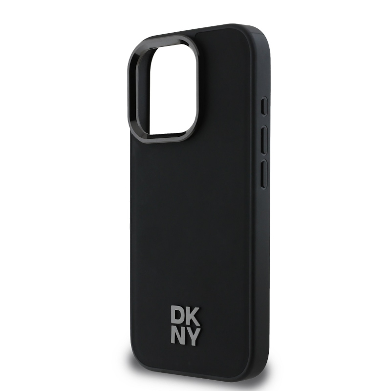 DKNY PU bőr Stack Logo Magsafe hátlap iPhone 16 Pro Max-hoz Fekete