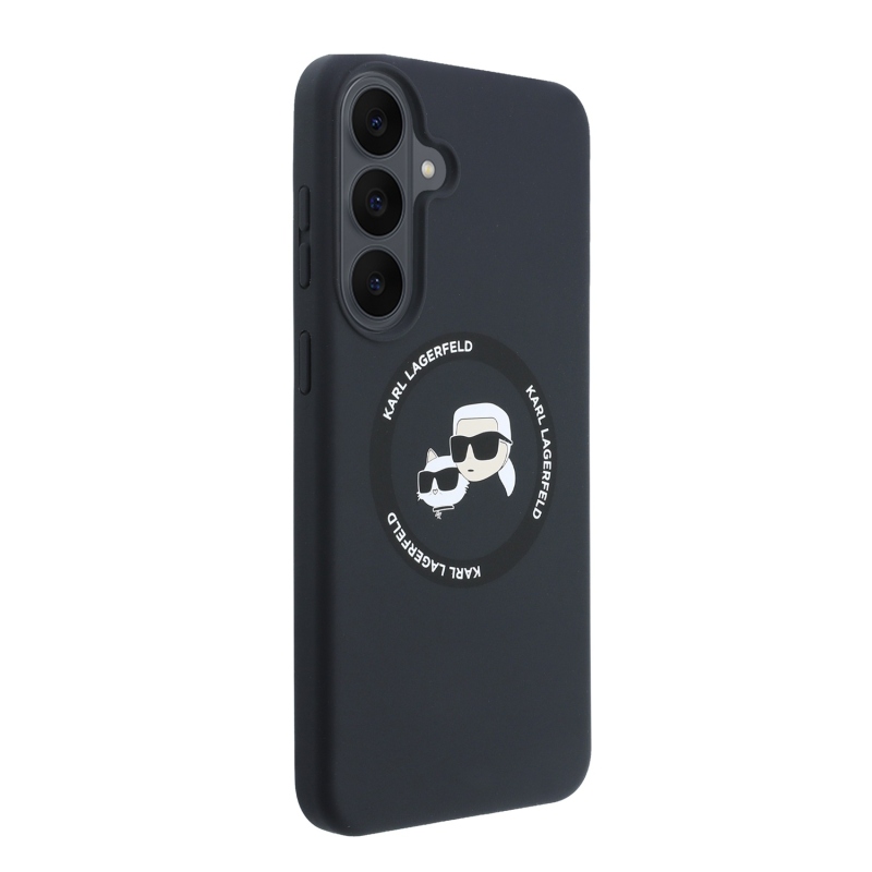 Karl Lagerfeld folyékony szilikon, kétoldalas, mágneses hátlap a Samsung Galaxy S26 FE-hez, fekete