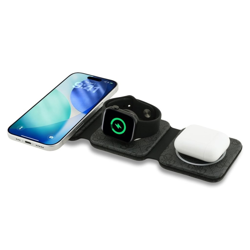 Guess PU 4G MagSafe vezeték nélküli töltő 3in1 Fekete