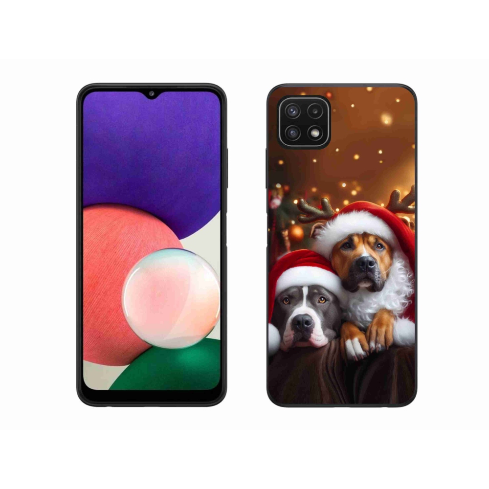 Gél borító mmCase Samsung Galaxy A22 5G - Karácsonyi kutyák