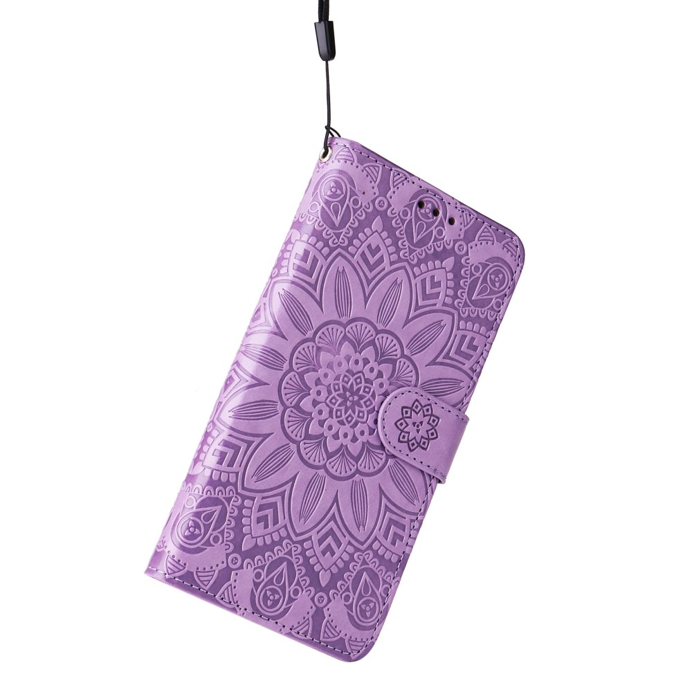 Napraforgó könyv tok a Xiaomi Poco X7 Pro 5G-hez - lila