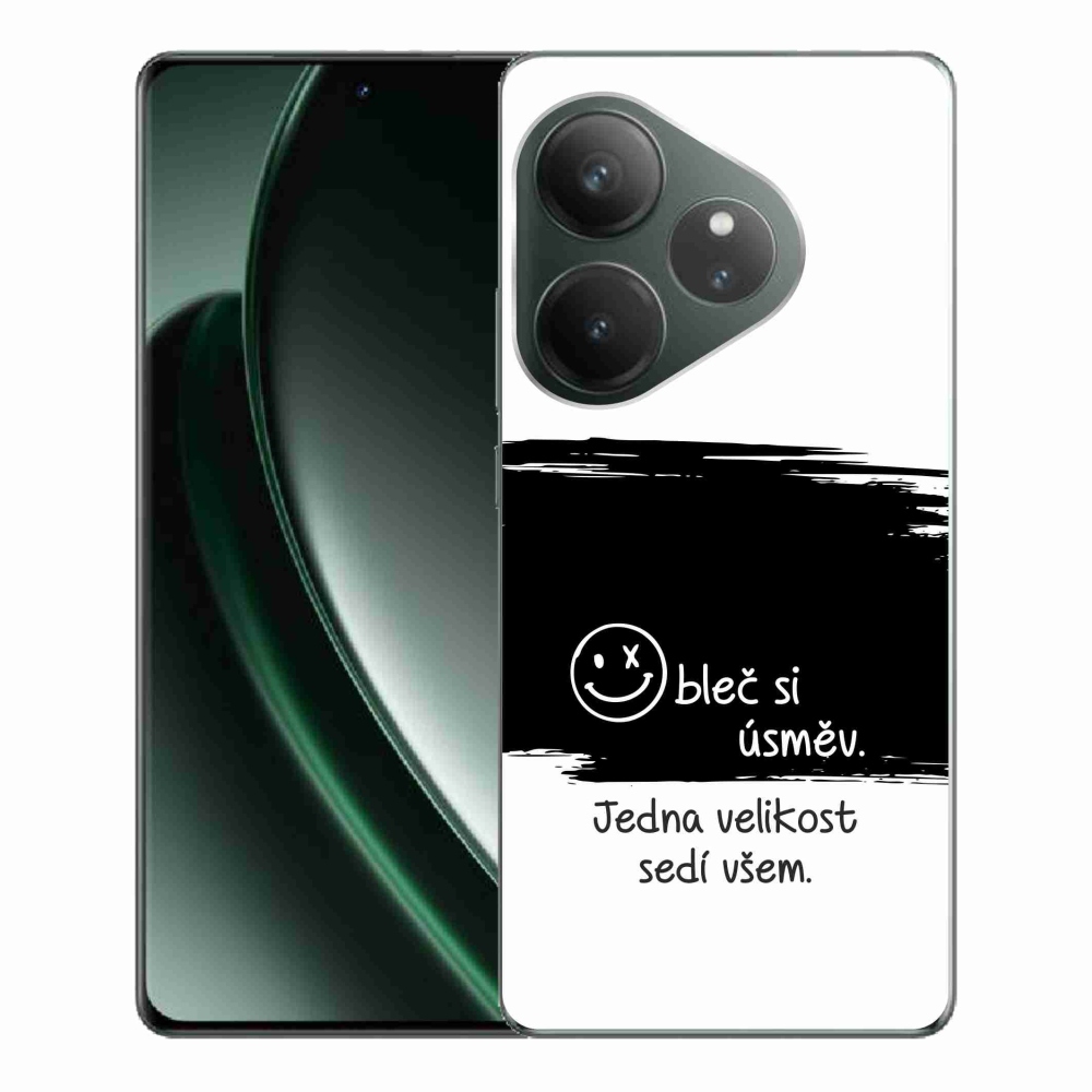 Gél borító mmCase a Realme GT 6 5G/GT 6T 5G számára - vicces szöveg 8 fekete és fehér háttérrel