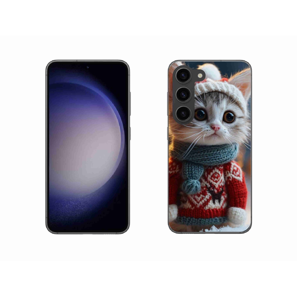 Zselés borítás mmCase Samsung Galaxy S23 5G - cica pulóverben