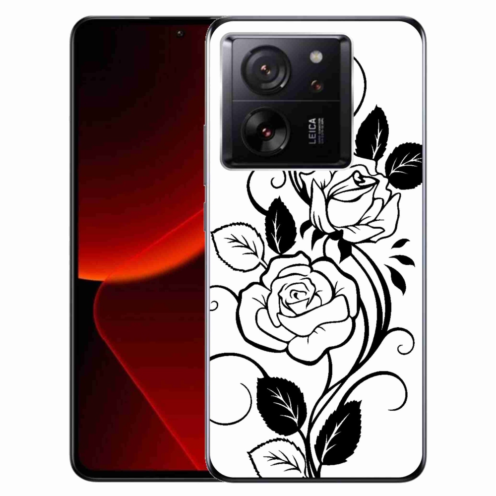 Gél borítás mmCase a Xiaomi 13T/13T Pro számára - fekete és fehér rózsa