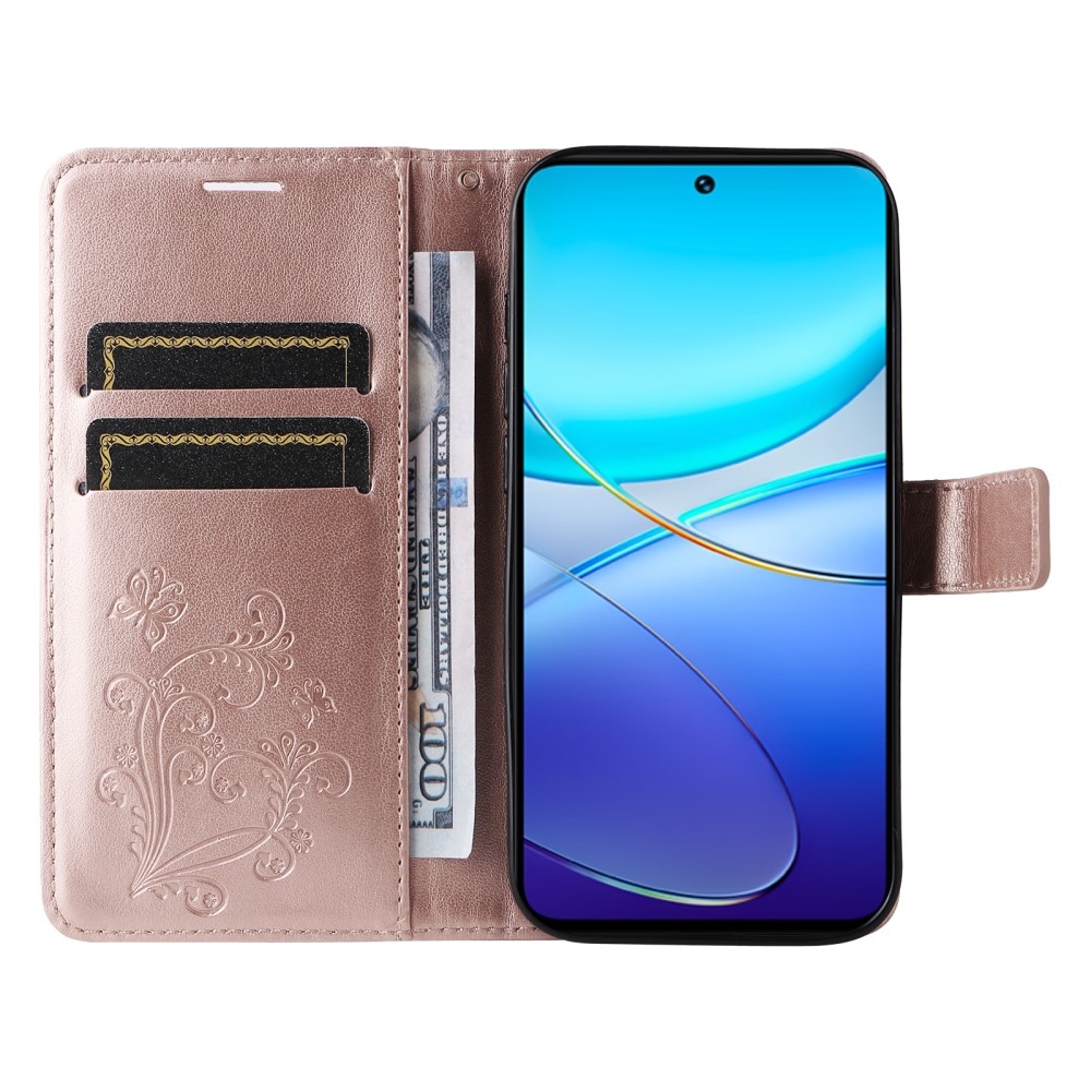 Nagy pillangó könyv tok Vivo V40 SE 4G/5G - rózsa arany