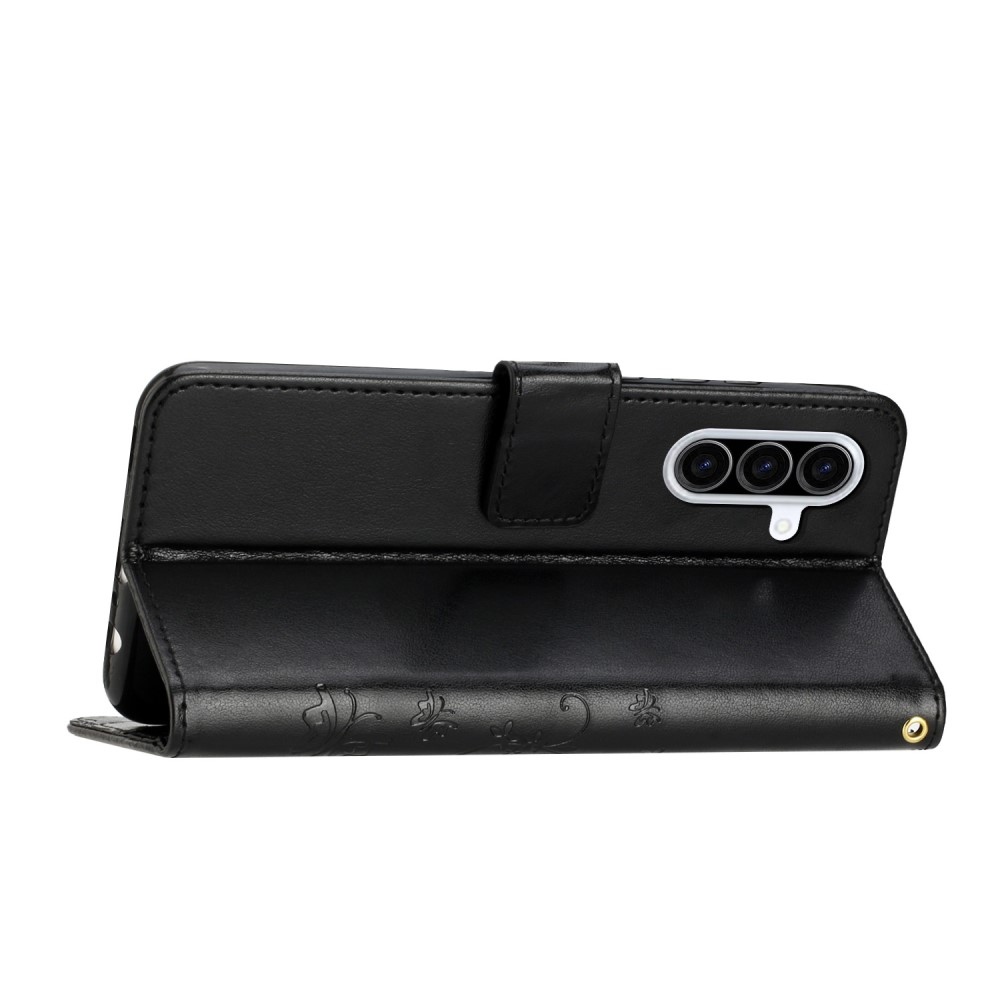 Virágok könyv tok Samsung Galaxy A36 5G - fekete