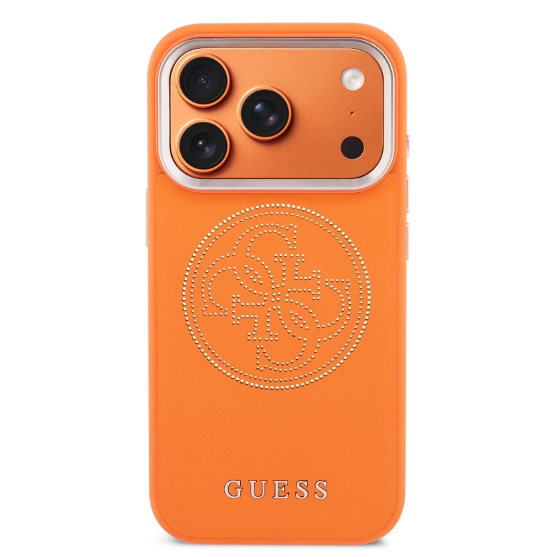 Guess PU perforált 4G hátlap iPhone 17 Pro narancssárga színű hátlaphoz