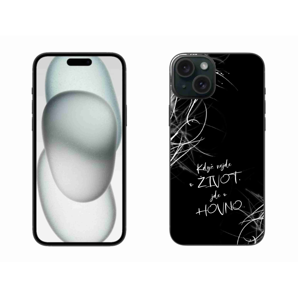 Gél borítás mmCase iPhone 15 Plus készülékhez - vicces szöveg 16 fekete háttér