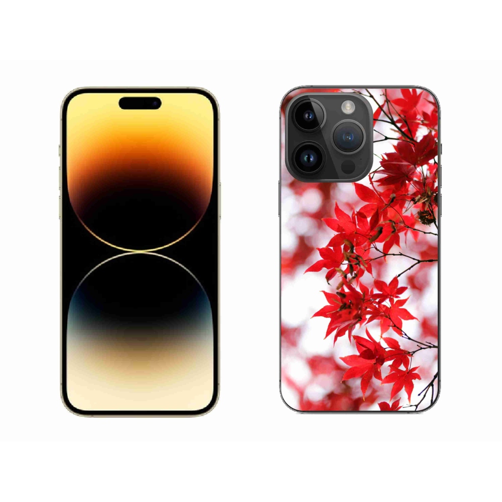 Zselés borítás mmCase iPhone 14 Pro Max készülékhez - piros levelek