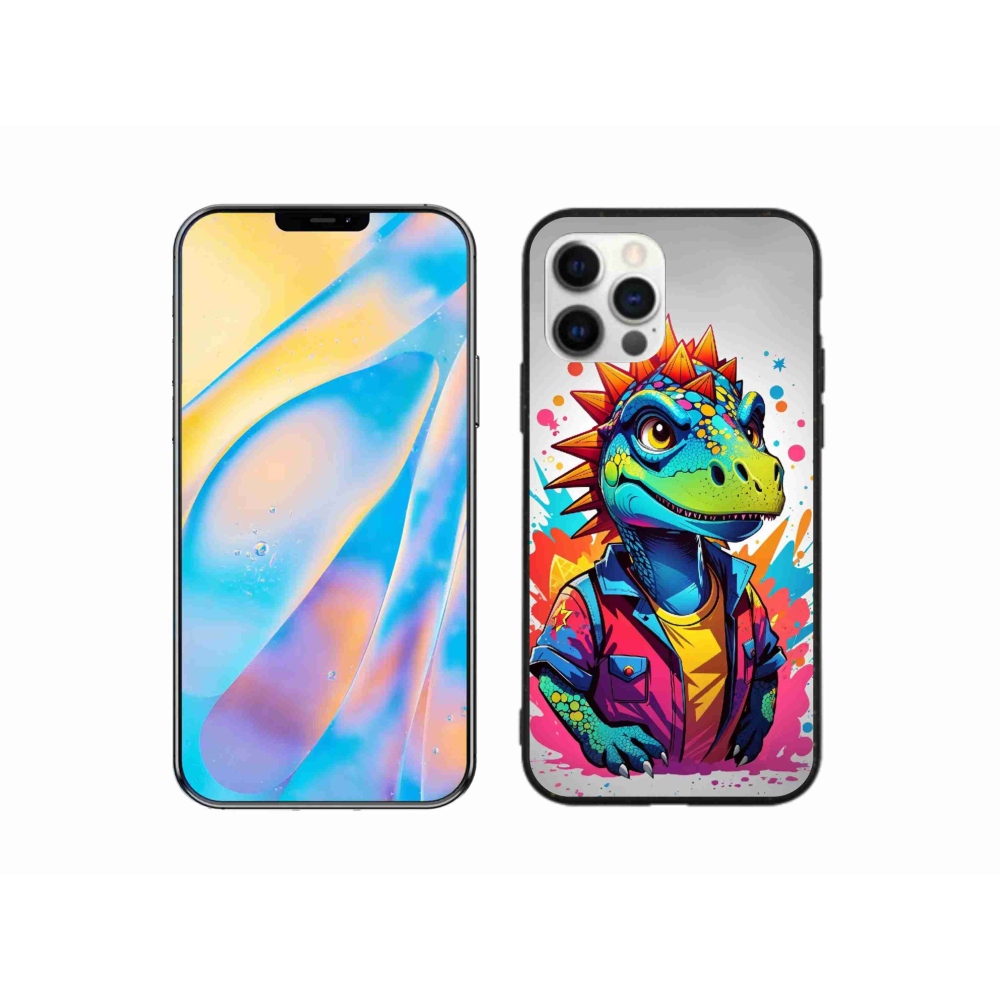 Zselés borítás mmCase iPhone 12 Pro készülékhez - színes dinoszaurusz