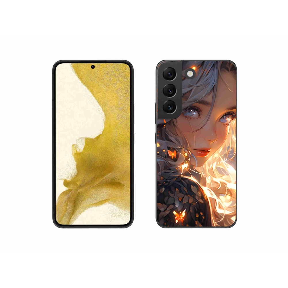 Gél borítás mmCase Samsung Galaxy S22 5G - lány és pillangók