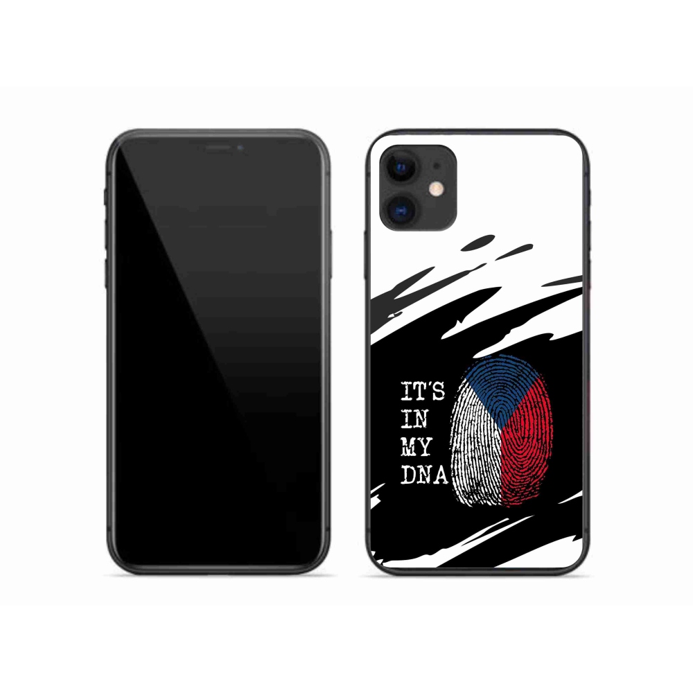 Zselés borítás mmCase iPhone 11 készülékhez - zászlós ujjlenyomat fekete és fehér háttérrel