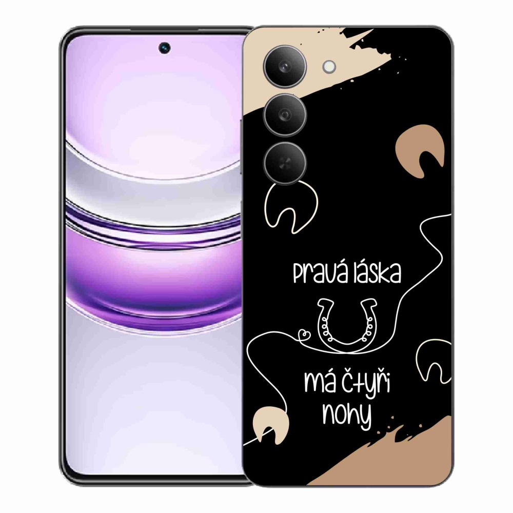 Gél borító mmCase a Realme 14x 5G készülékhez - ló motívum fekete háttérrel