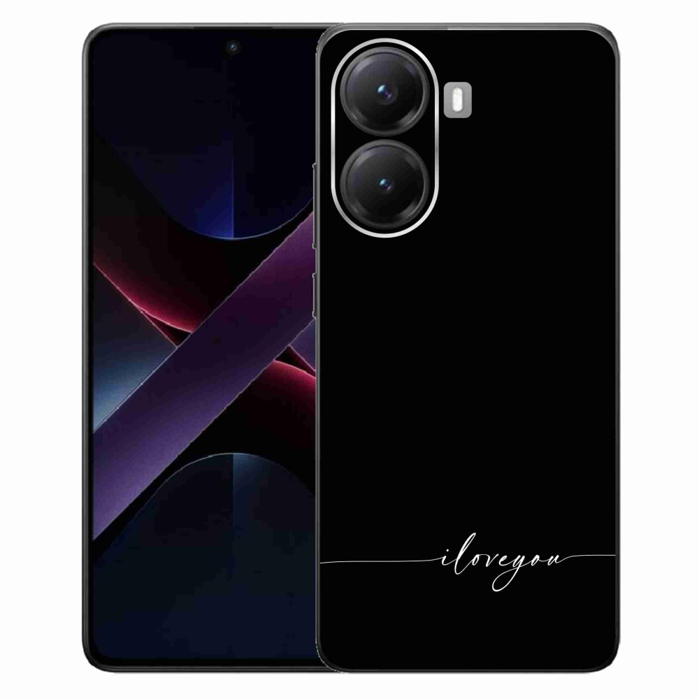 Gél borító mmCase a Xiaomi Poco X7 Pro 5G számára - Szeretlek fekete háttérrel