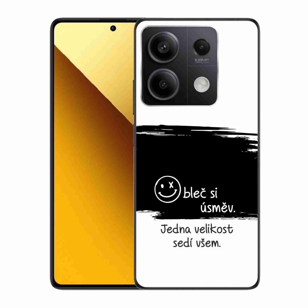 Gél borító mmCase a Xiaomi Redmi Note 13 5G számára - vicces szöveg 8 fekete és fehér háttérrel