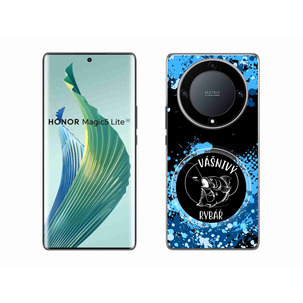 Gél borító mmCase a Honor Magic 5 Lite 5G számára - szenvedélyes halász fekete háttérrel