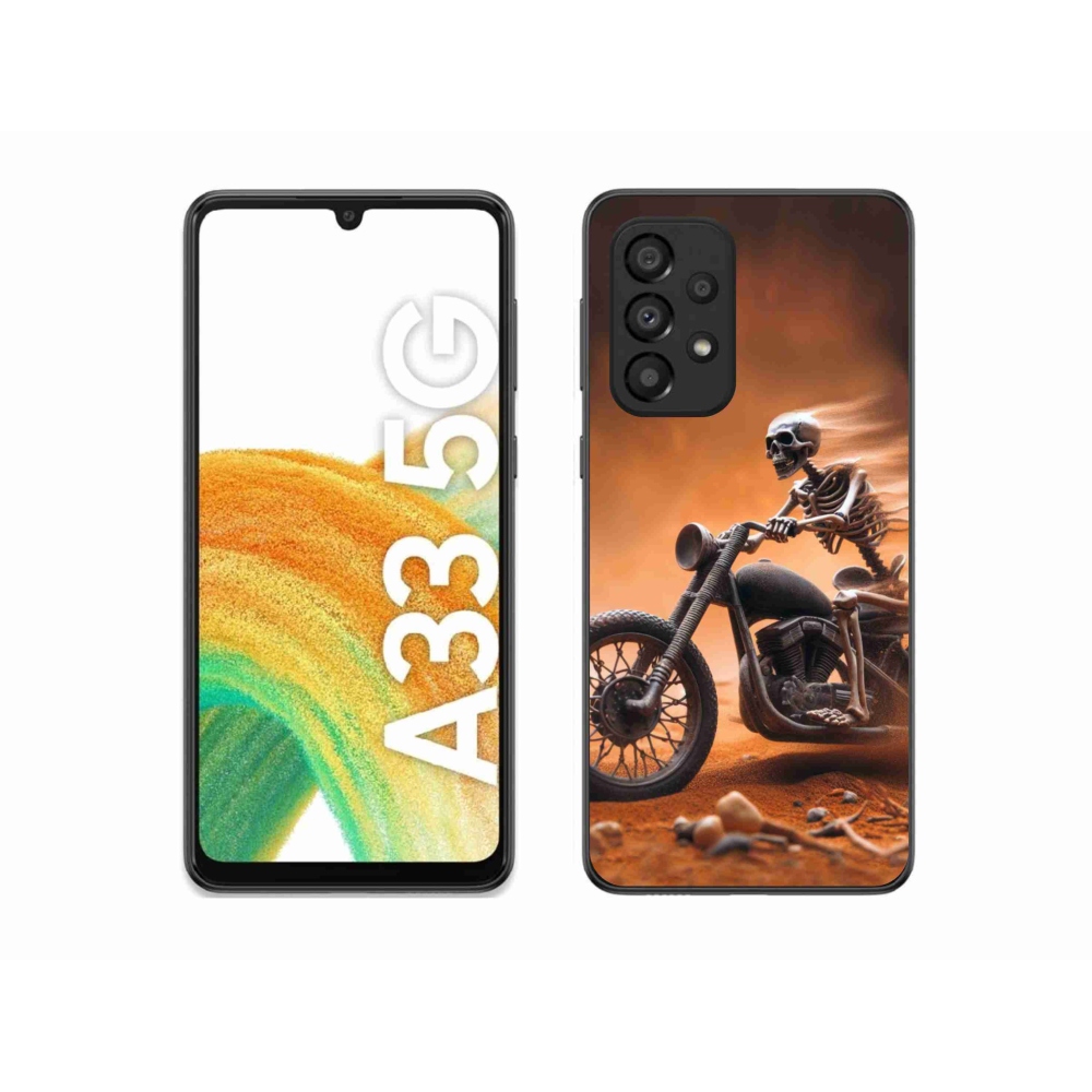 Gél borítás mmCase Samsung Galaxy A33 5G - csontváz egy motorkerékpáron