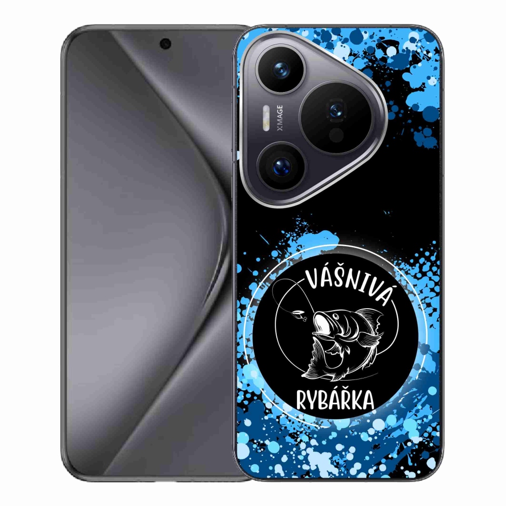 Gél borító mmCase a Huawei Pura 70 Pro számára - szenvedélyes halásznő fekete háttérrel