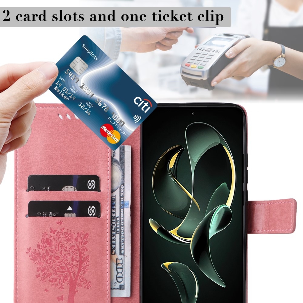 Fás könyv tok Xiaomi 13T/13T Pro - rózsaszínű