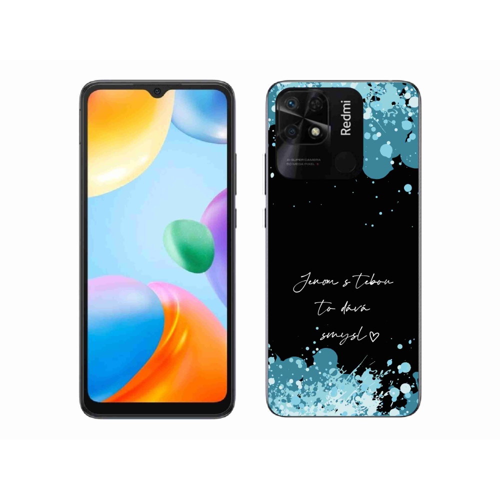 Gél borító mmCase a Xiaomi Redmi 10C - szerelem szöveg fekete háttérrel