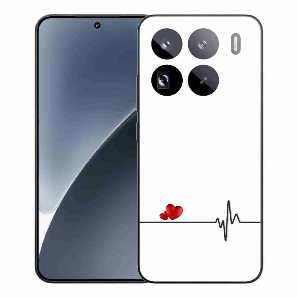 Gél borító mmCase a Xiaomi 15 Pro - szív és szívverés fehér háttérrel