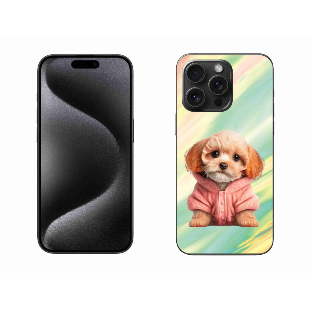 Zselés borítás mmCase iPhone 15 Pro Max készülékhez - pulóveres kiskutya
