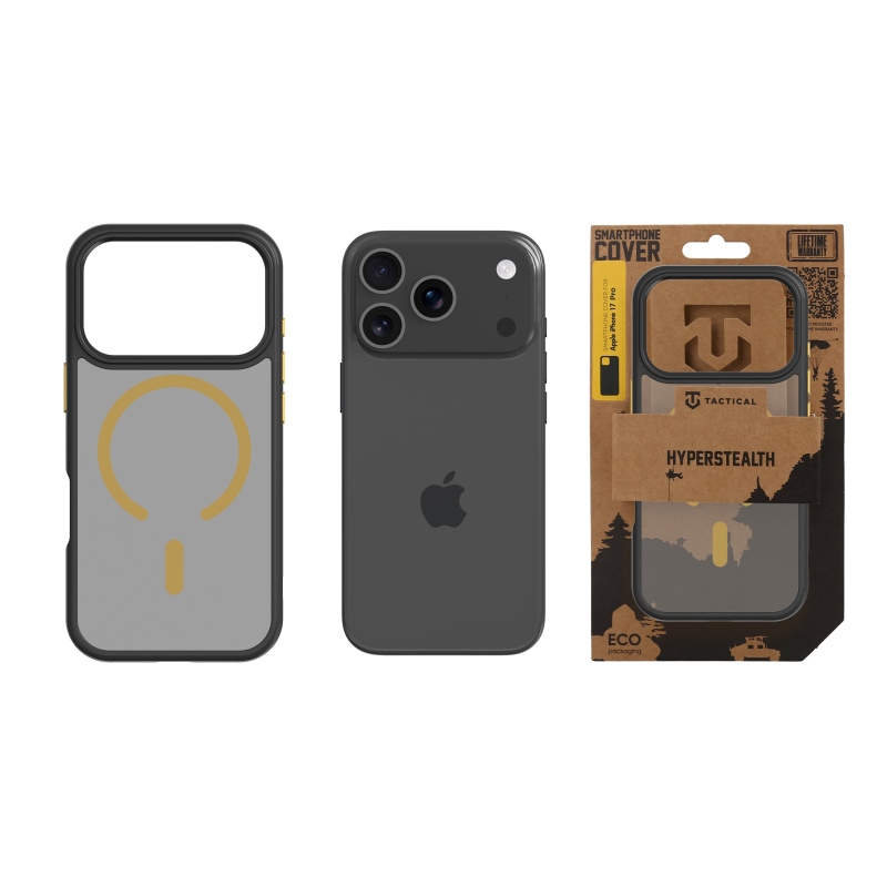 Taktikai MagForce Hyperstealth 2.0 borító iPhone 17 Pro fekete/sárga színűre