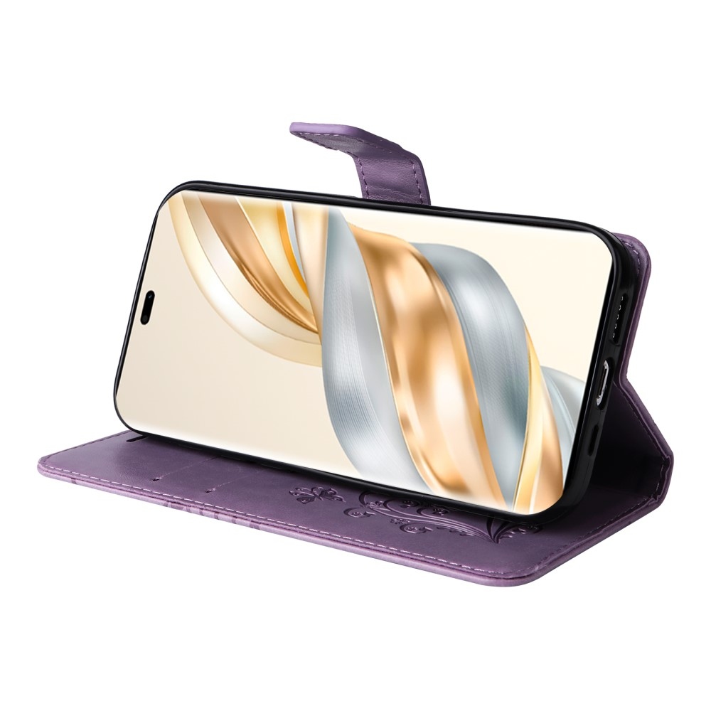 Nagy pillangó könyv tok a Honor Magic 7 Lite 5G számára - lila