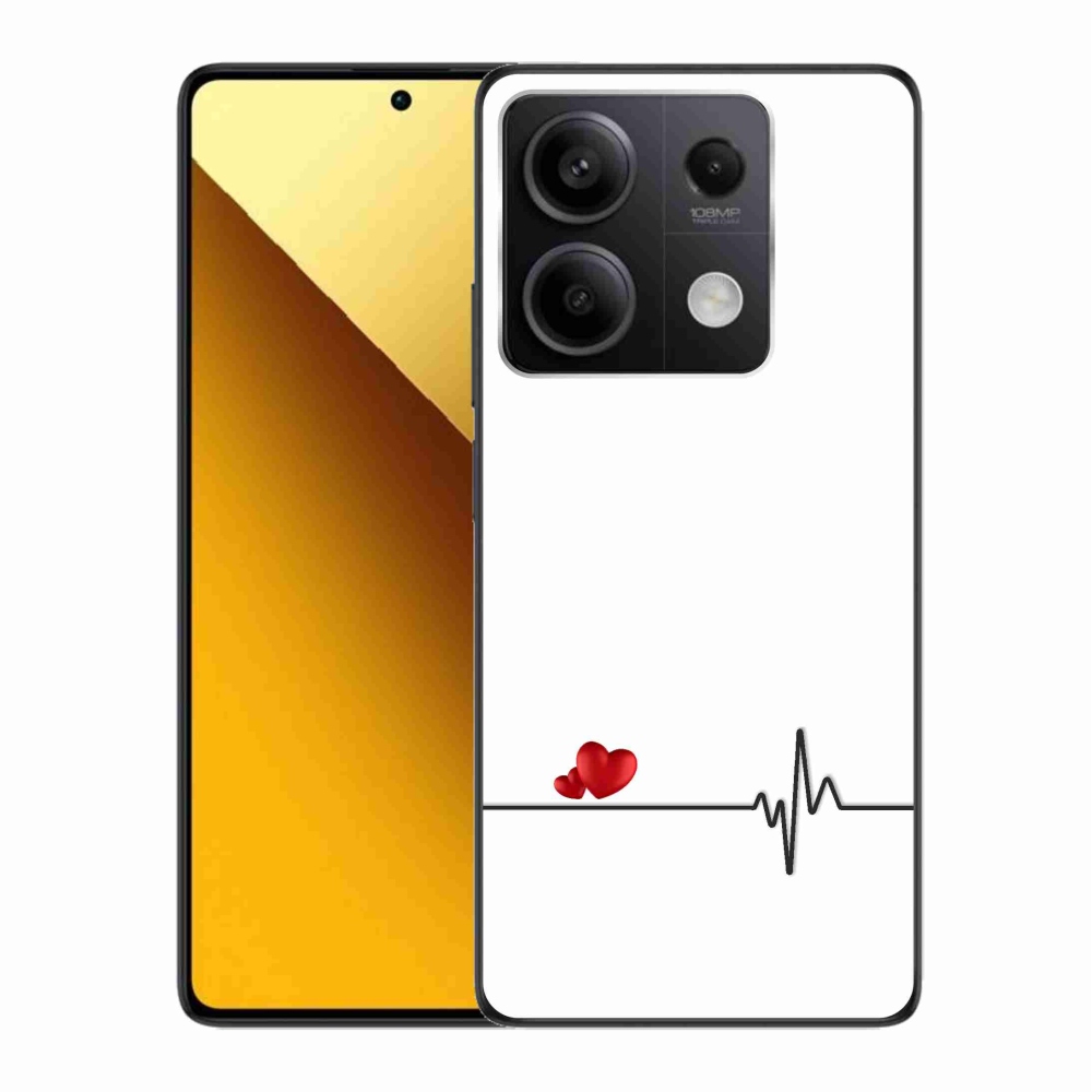 Gél borító mmCase a Xiaomi Redmi Note 13 5G-hez - szív és szívverés fehér háttérrel