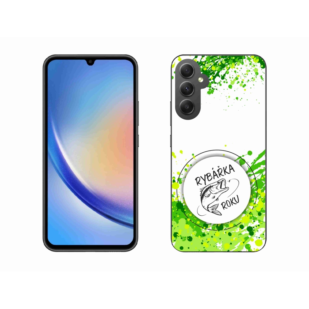 Gél borító mmCase Samsung Galaxy A34 5G - az év horgásza fehér háttérrel