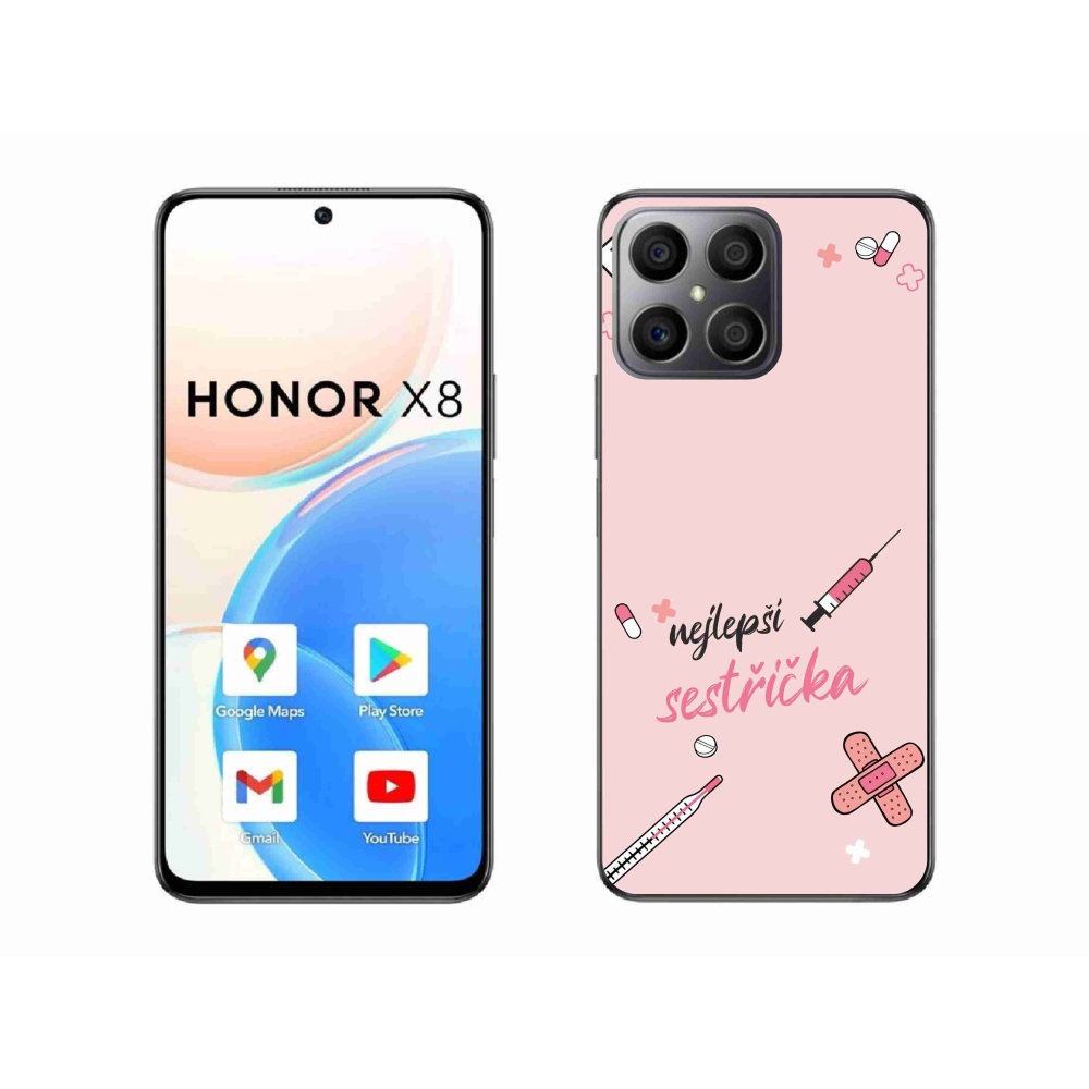 Gél borító mmCase a Honor X8 4G-n - a legjobb kishúg rózsaszín háttérrel