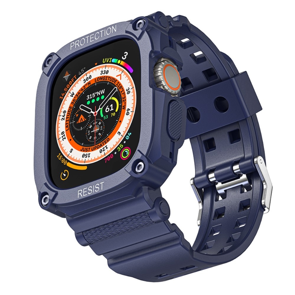 Integrált szilikon védő tok szíjjal az Apple Watch Ultra 49 mm-es órához - kék