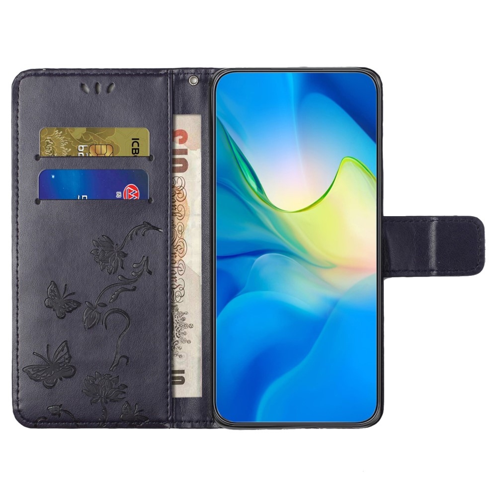 Virágos könyvtáska Samsung Galaxy A56 5G - sötétlila