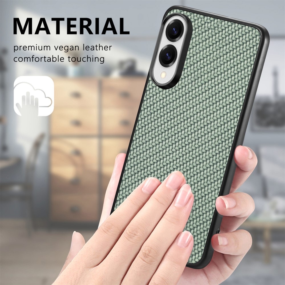 Zselés tok műbőrrel és kemény hátlappal Samsung Galaxy S25 Edge készülékhez - zöld