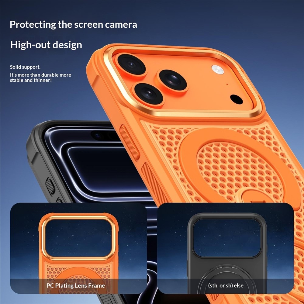 360°-os, merev hátlapos gél tok MagSafe-kompatibilis iPhone 18 Pro Max/17 Pro Max készülékekhez – narancssárga